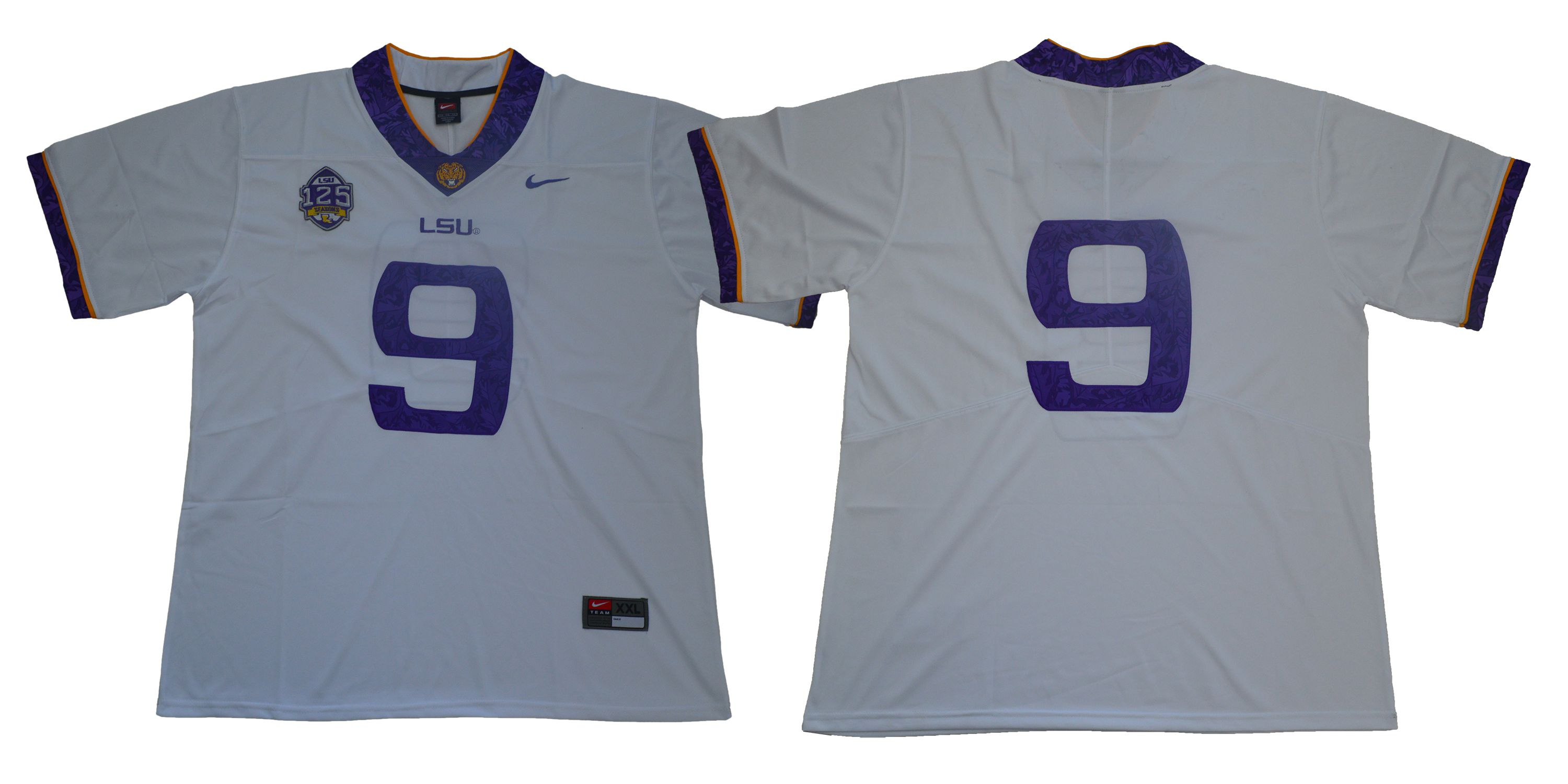 Men LSU Tigers #9 No name White Stitched NCAA Jersey->ncaa teams->NCAA Jersey
